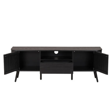 Damien 70 in. Farmhouse Curved TV Stand with Drawer and Storage Doors Fits TVs up to 75 in. with Cable Management - JONATHAN Y